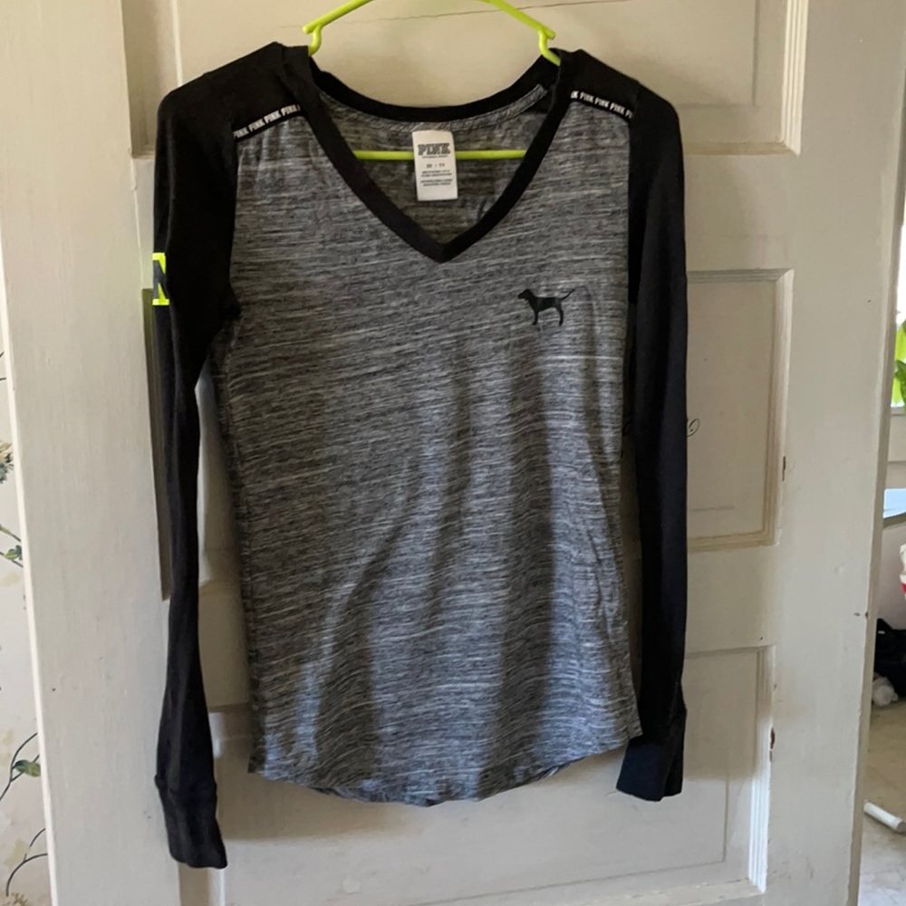 Pink, long sleeve, small, baseball style shirt